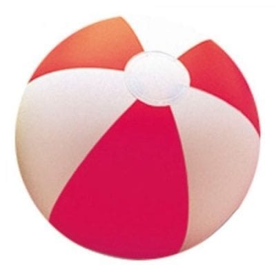 Ballon de plage rouge et blanc - Menu Boutique