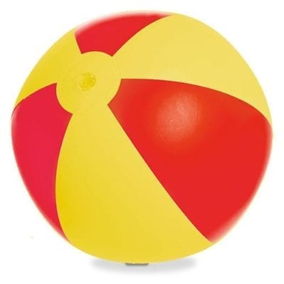 Ballon de plage jaune et rouge - Menu Boutique