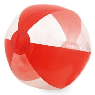 Ballon de plage translucide et rouge - Menu Boutique
